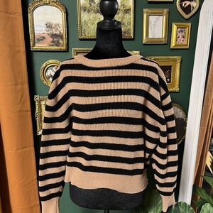 Zara Black and Tan Striped Sweater